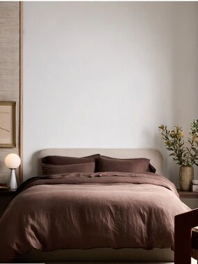 Quince European Linen Duvet Cover King Espresso
